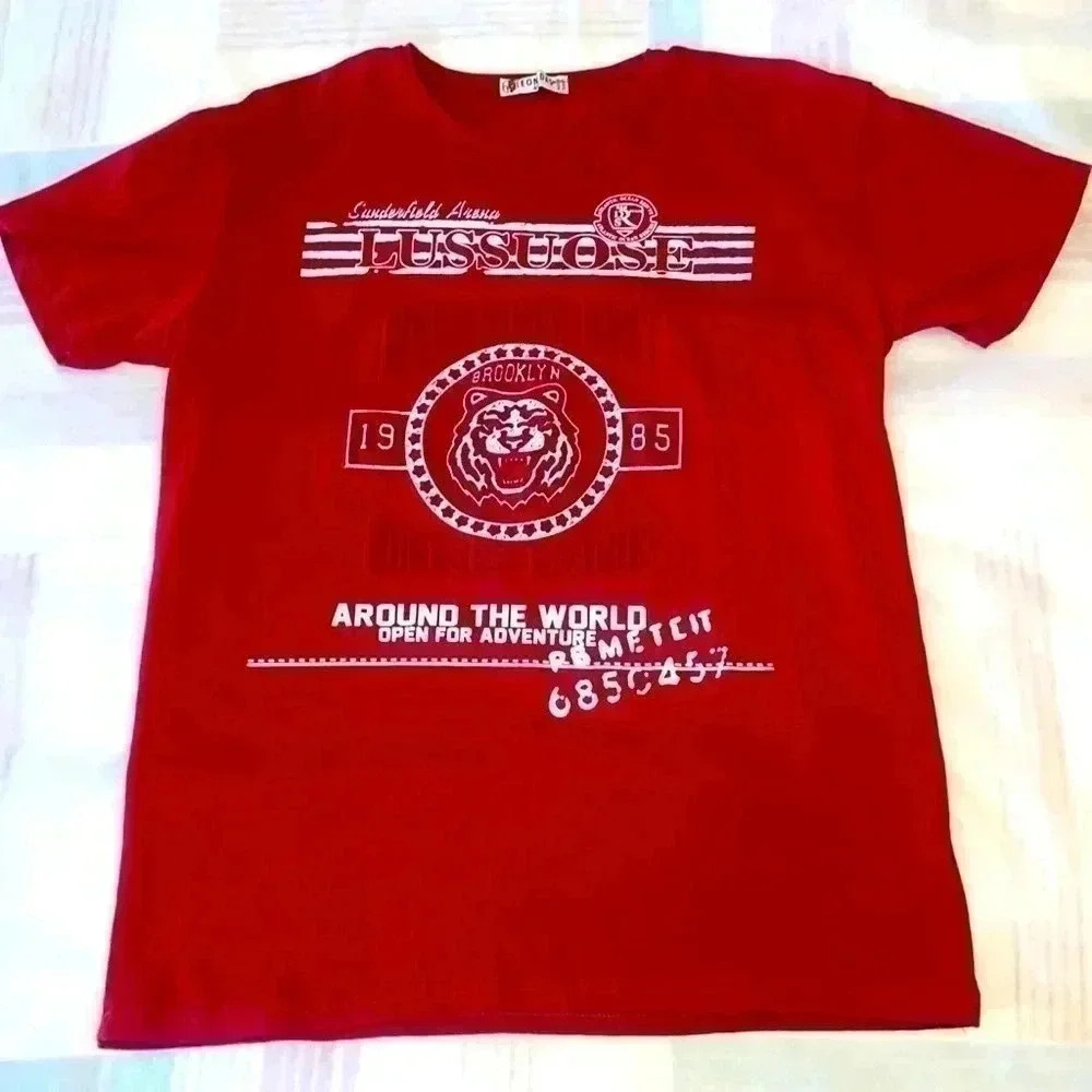 LEONIDAS SPORTWEAR COTTON T-SHIRT WITH UNIQUE PRINT NEW CONDITION